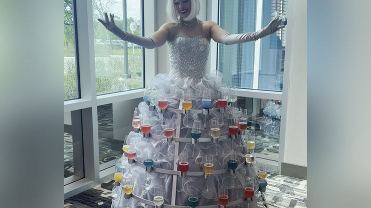Living Table with colored beverages